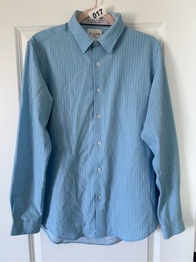 C-LAB NYC Men's Slim Fit 4-Way Stretch Button-Up Shirt Blue, Size Medium